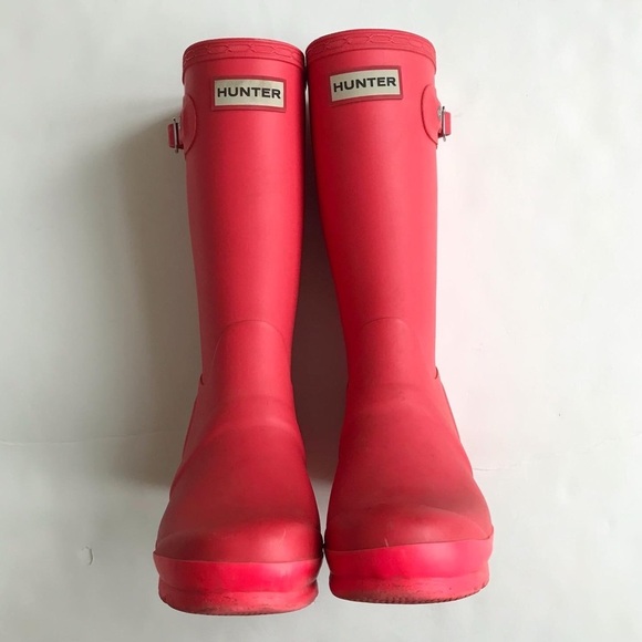 Hunter original coral rain boots VGUC  size 3G/4B youth - Picture 4 of 10